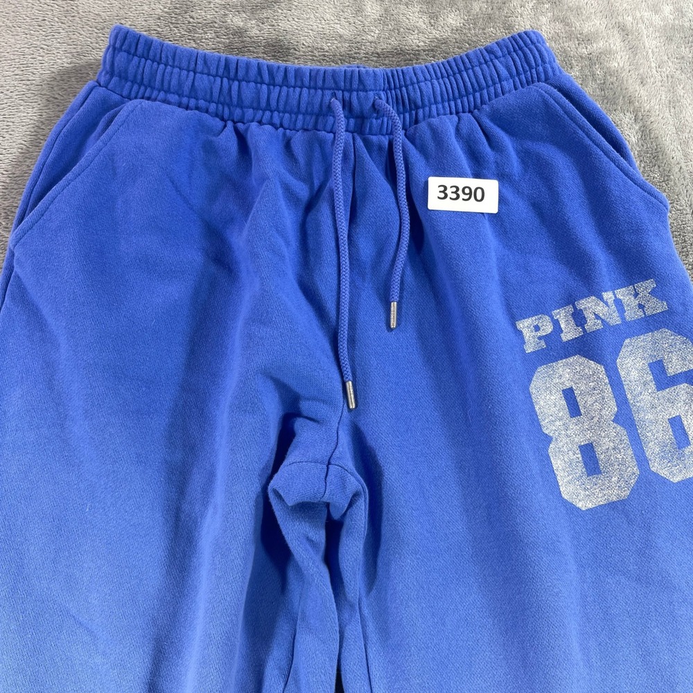 PINK Victoria's Secret Sweatpants Womens Small Short Blue Ombre Glitter Logo 86